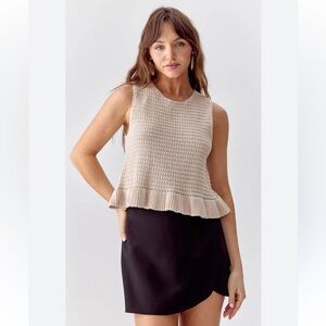 Greylin Cream Cotton Fredi Crochet Ruffle Hem Keyhole Tank Size XS